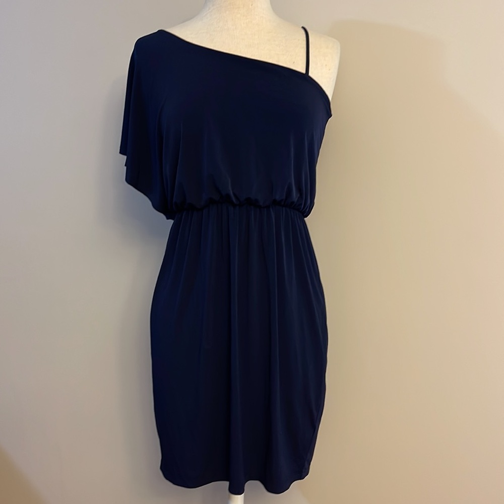 Enfocus Studio One Shoulder Navy Dress - Picture 5 of 11